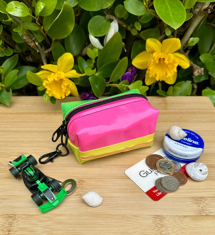 Neon - Repurposed Chunky Keyring Pouch - Paddling Pool