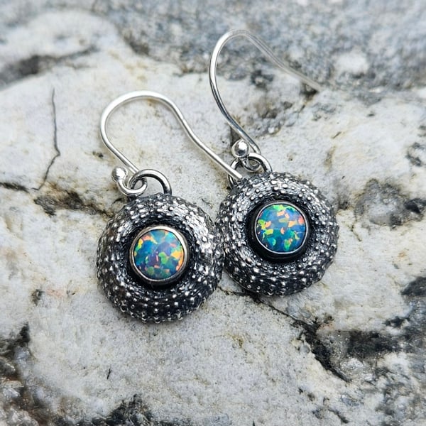 Lab Opal Urchin Earrings 