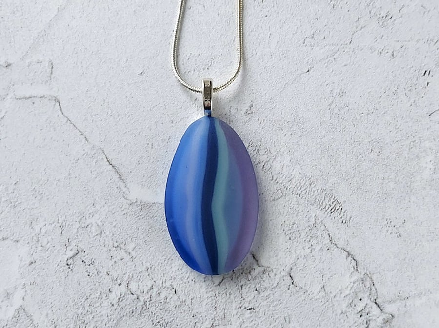 Blue and purple striped glass pendant