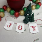 Mini embroidered Christmas bunting