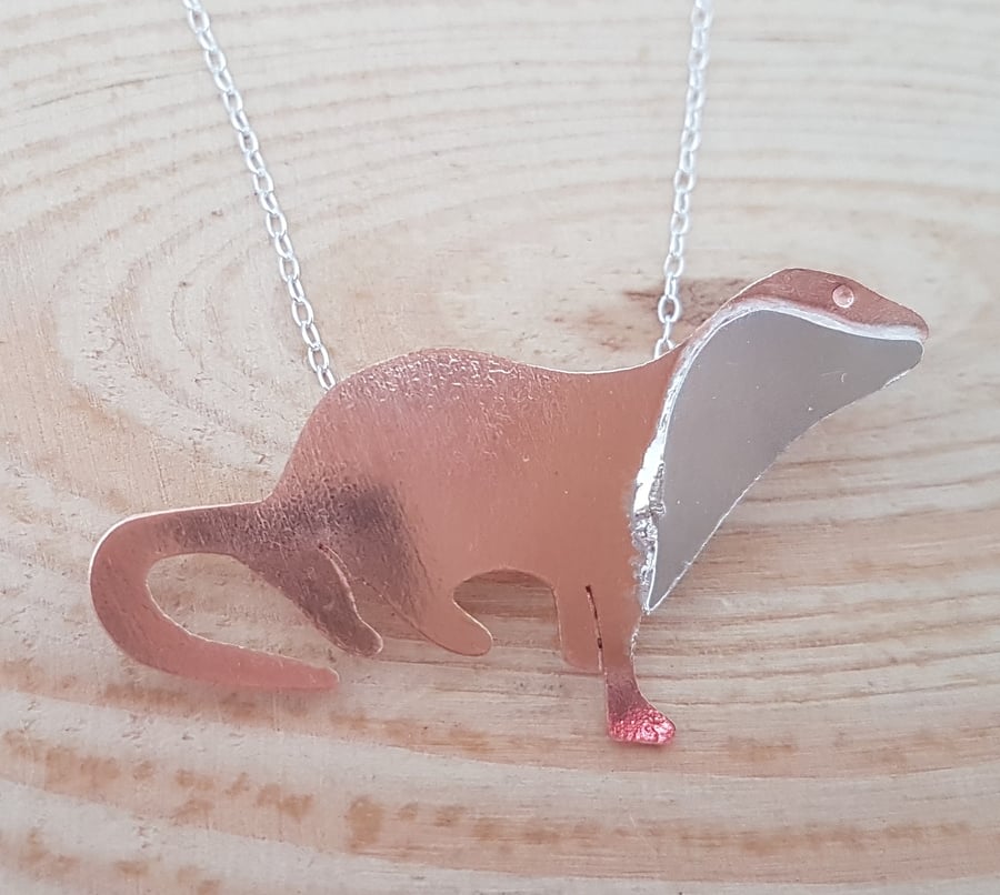 Sterling Silver and Copper Otter Necklace Pendant