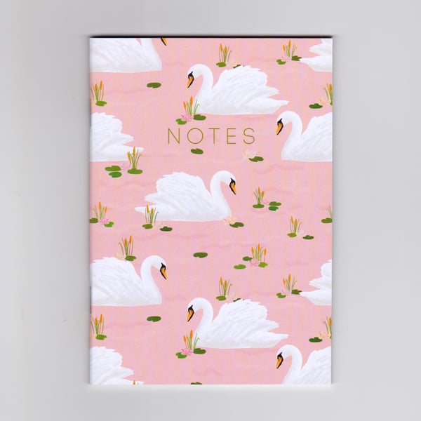 A6 Mini Notebook - Pink Swan