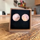 Unisex Sterling Silver & Textured Copper 15mm Disc Earrings - Gift Boxed