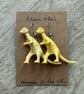 Upcycled Yellow Pachycephalosaurus Dinosaur Earrings