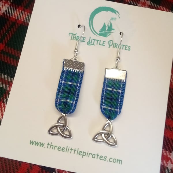 Celtic trinity knot earrings in a choice of tartan