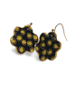 Hand Painted Ceramic Drop Earrings - Black and Gold