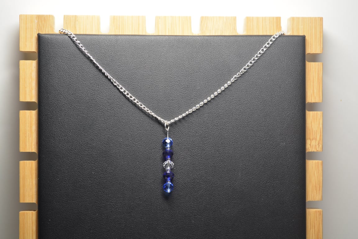 Light and dark blue fire polished beaded necklace