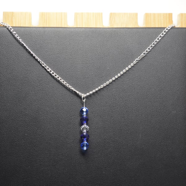 Light and dark blue fire polished beaded necklace