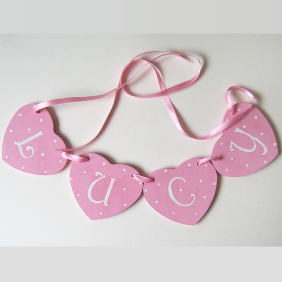 Personalised Heart Garland in Pink