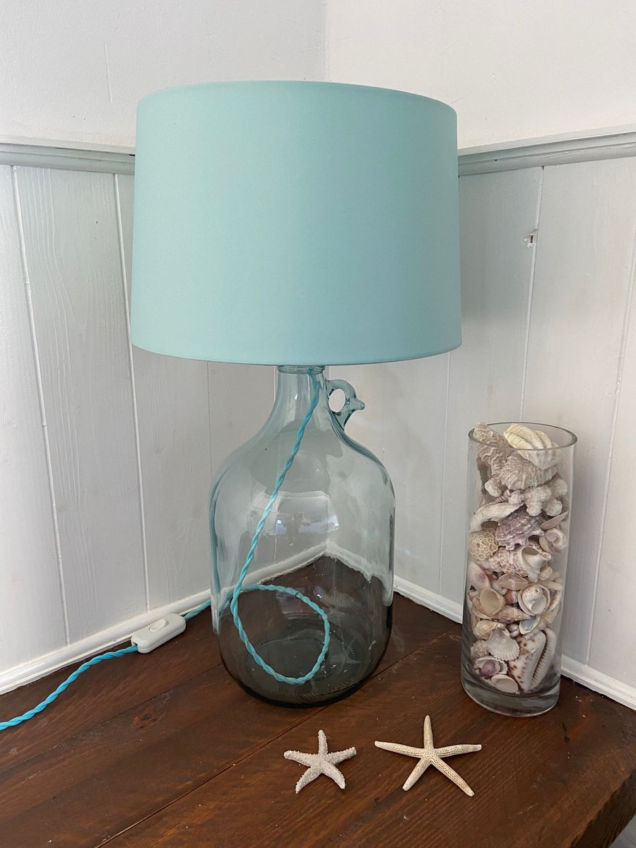 Aqua Blue Glass Demijohn Table Lamp