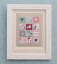 Little Dove Patchwork framed hand-stitched textile made with vintage fabrics - Image 1