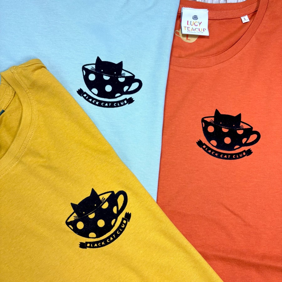 Black Cat Club Woman's top.  Ladies Organic Cotton T-Shirt