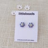 Soft Blue and Silver Flower Beaded Stud Sterling Silver Earrings