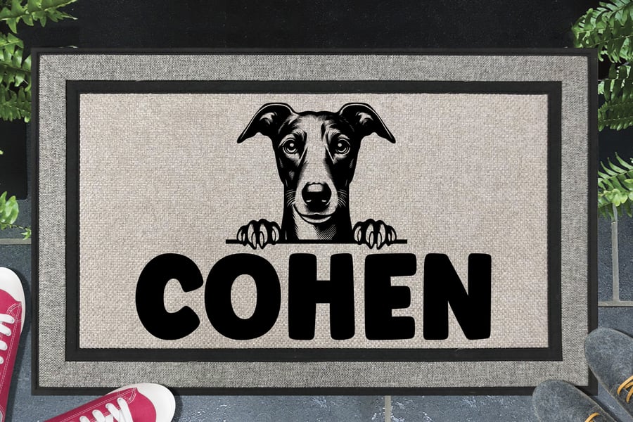 Whippet Dog Door Mat No.2 - Personalised Whippet All Weather Doormat - 45x70cm 