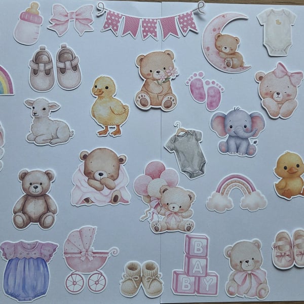 Baby Girl Sticker Bundle - Cute Baby Stickers - Newborn, Nursery & Scrapbooking 