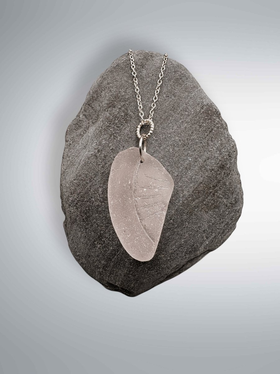 Sea glass necklace, rare lavender colour.