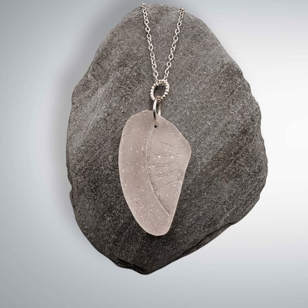 Sea glass necklace, rare lavender colour.