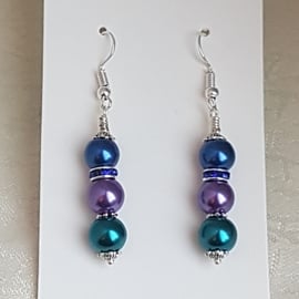 Gorgeous Peacock Panache Earrings - Silver tones - Design 3