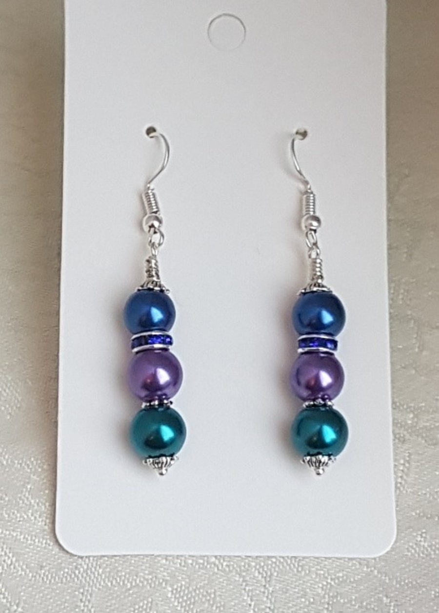 Gorgeous Peacock Panache Earrings - Silver tones - Design 3