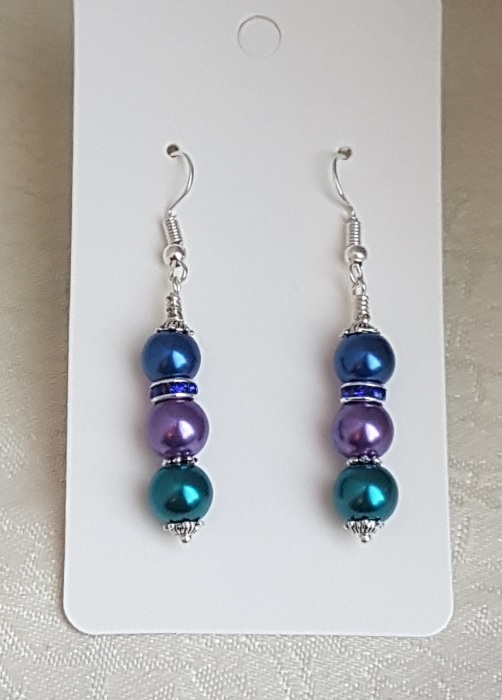 Gorgeous Peacock Panache Earrings - Silver tones - Design 3