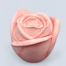 Pink marbled trinket pot with rose lid - handmade jewellery box or keepsake pot