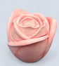 Pink marbled trinket pot with rose lid - handmade jewellery box or keepsake pot - Image 2