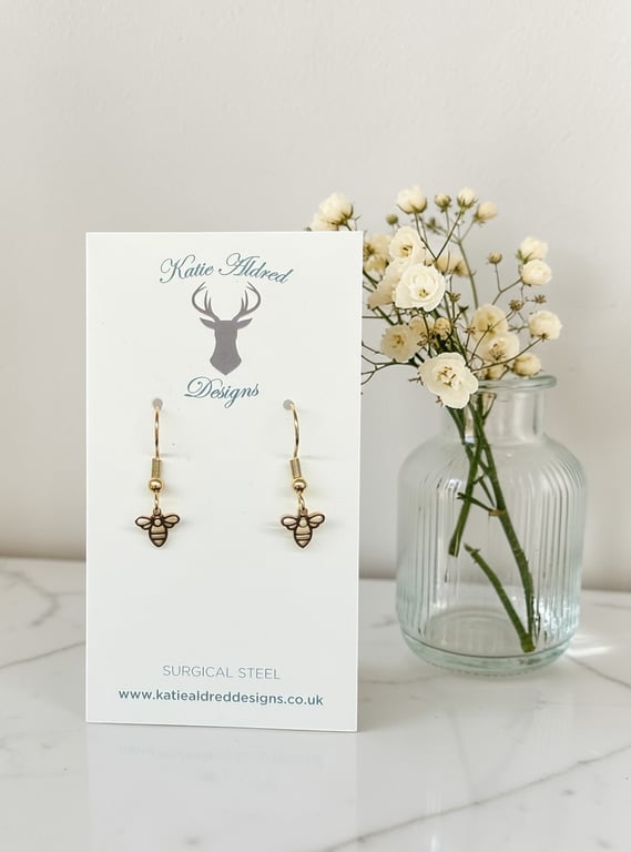 Charm Earrings - Mini Gold Bee
