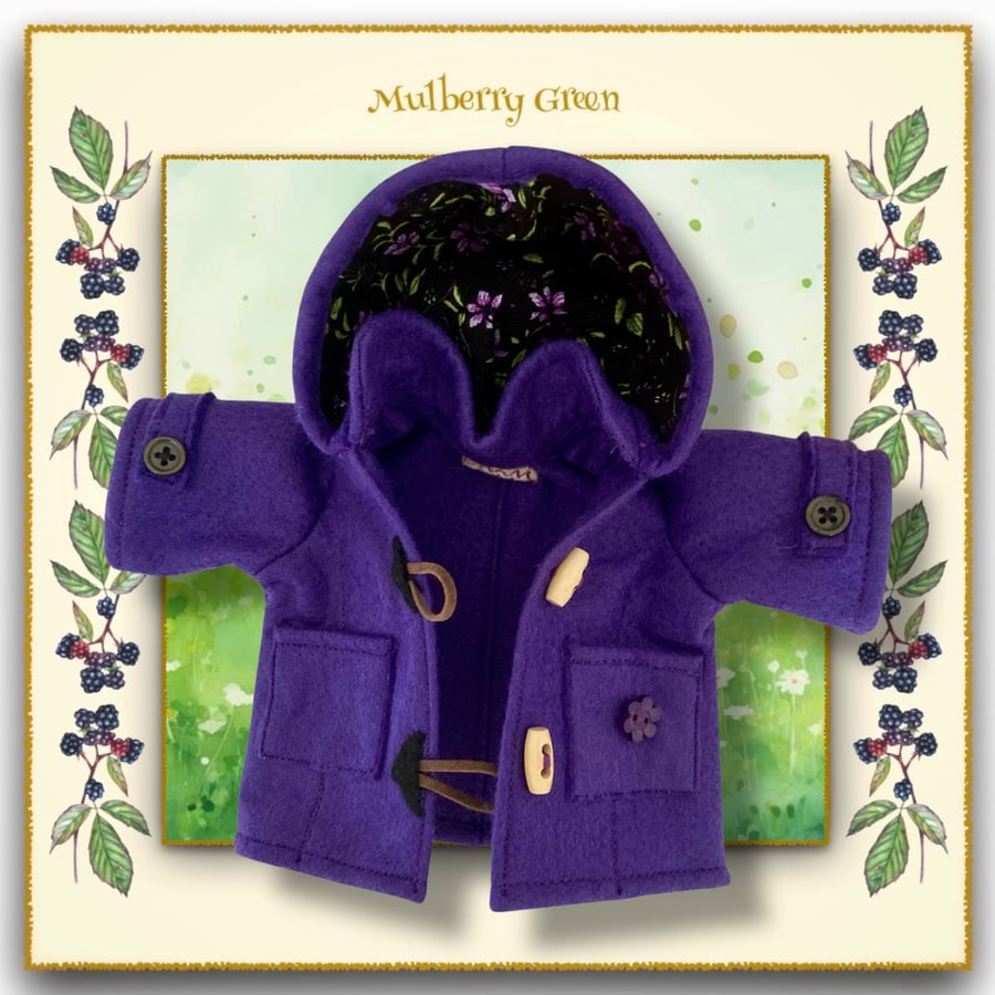 Reserved for Jenni - Purple Duffle Coat with a Floral Corduroy Lined Hood