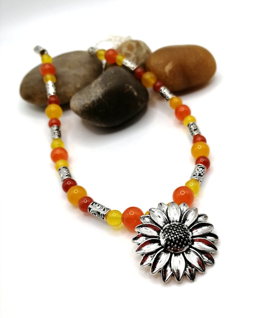 Sunflower Gemstone Necklace