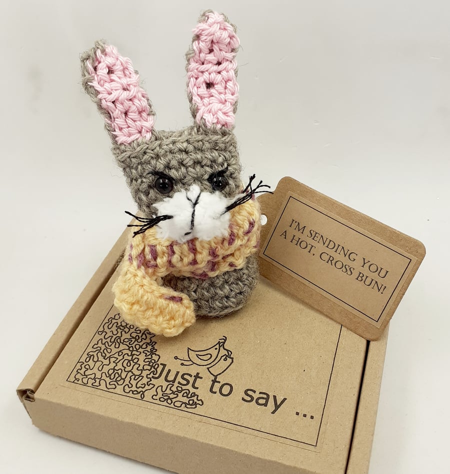 Crochet  Hot, Cross Bun -  Alternative to an Easter Card