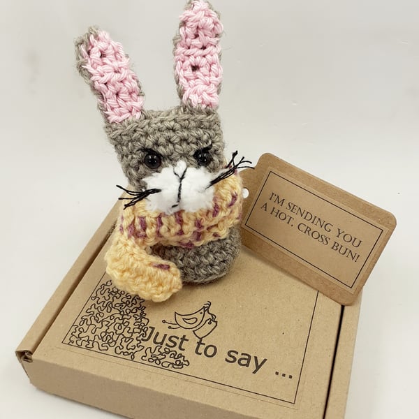 Crochet  Hot, Cross Bun -  Alternative to an Easter Card