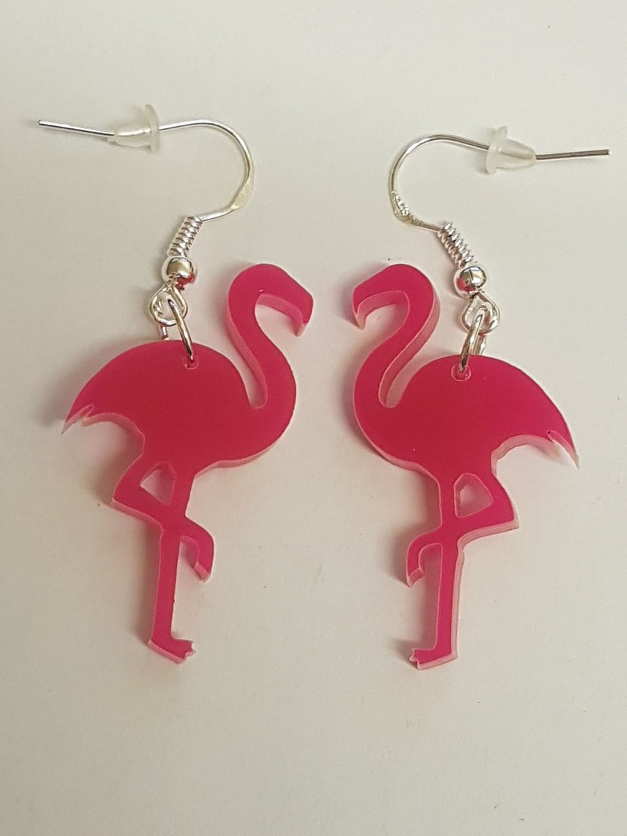 Flamingo Silhouette Earrings - Acrylic