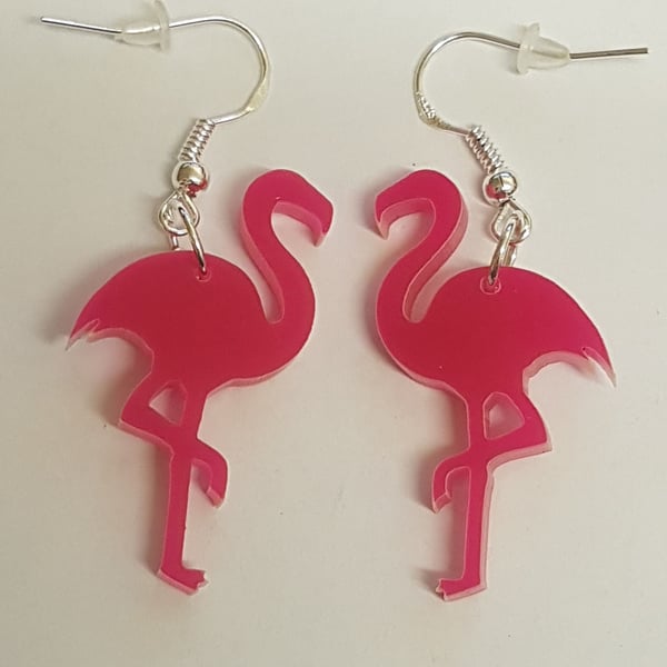 Flamingo Silhouette Earrings - Acrylic