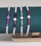 Carnelian and White Cats Eye Bracelet Adjustable Silver Cord Stainless Steel - Image 2