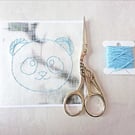 SALE Hand Stitched Blue Panda Card