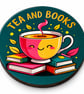 Round Coaster 'Tea and Books' perfect bookish reading lover gift - Image 2