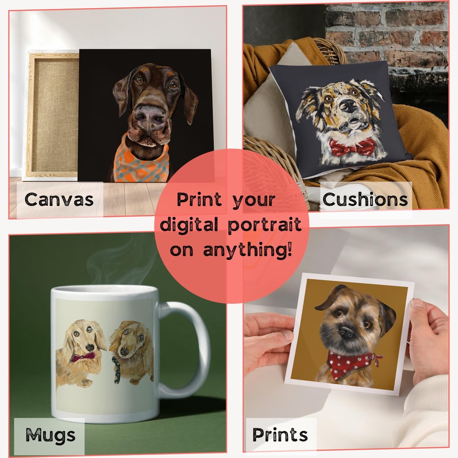 Print your Digital portrait on various items via this listing