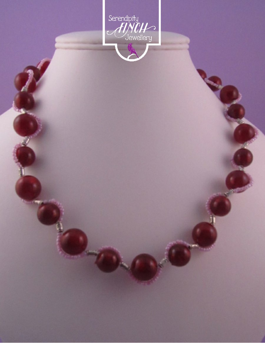 Red Pink Short Necklace