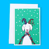 Christmas Goat Tinsle Mistletoe Paper Chain Illustration A6 Greetings Card