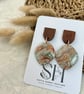 Marbled Sage & Terracotta Dangles with Walnut Wood & Copper Leaf Detail
