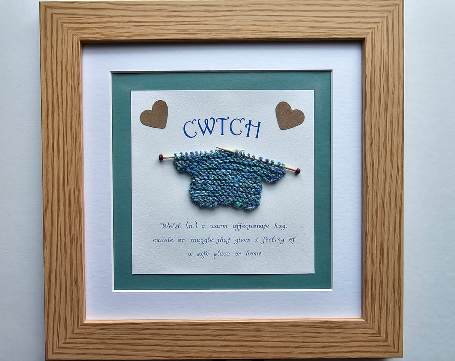 Cwtch Definition Framed Picture with Knitted Jumper 