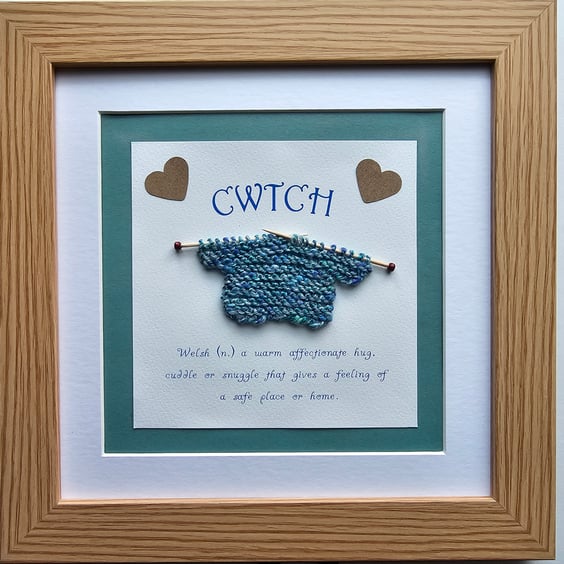 Cwtch Definition Framed Picture with Knitted Jumper 