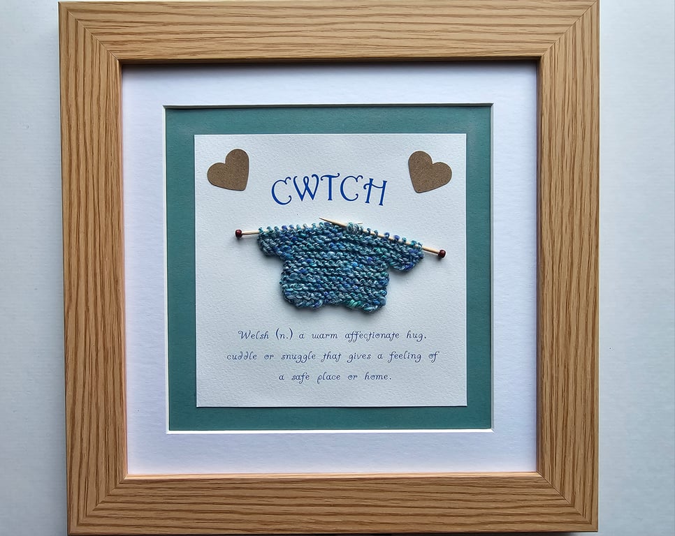 Cwtch Definition Framed Picture with Knitted Jumper 