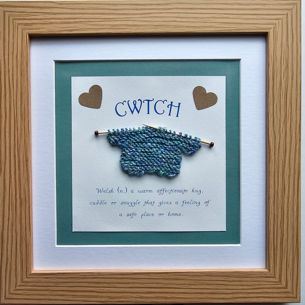 Cwtch Definition Framed Picture with Knitted Jumper 