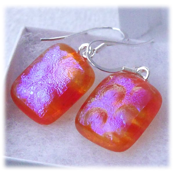 Handmade Fused Dichroic Glass Earrings 262 Amber Clear