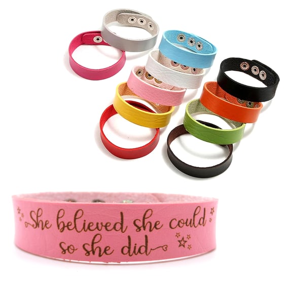 She believed she could so she did Bracelet, Adjustable Length, Choice of Colours