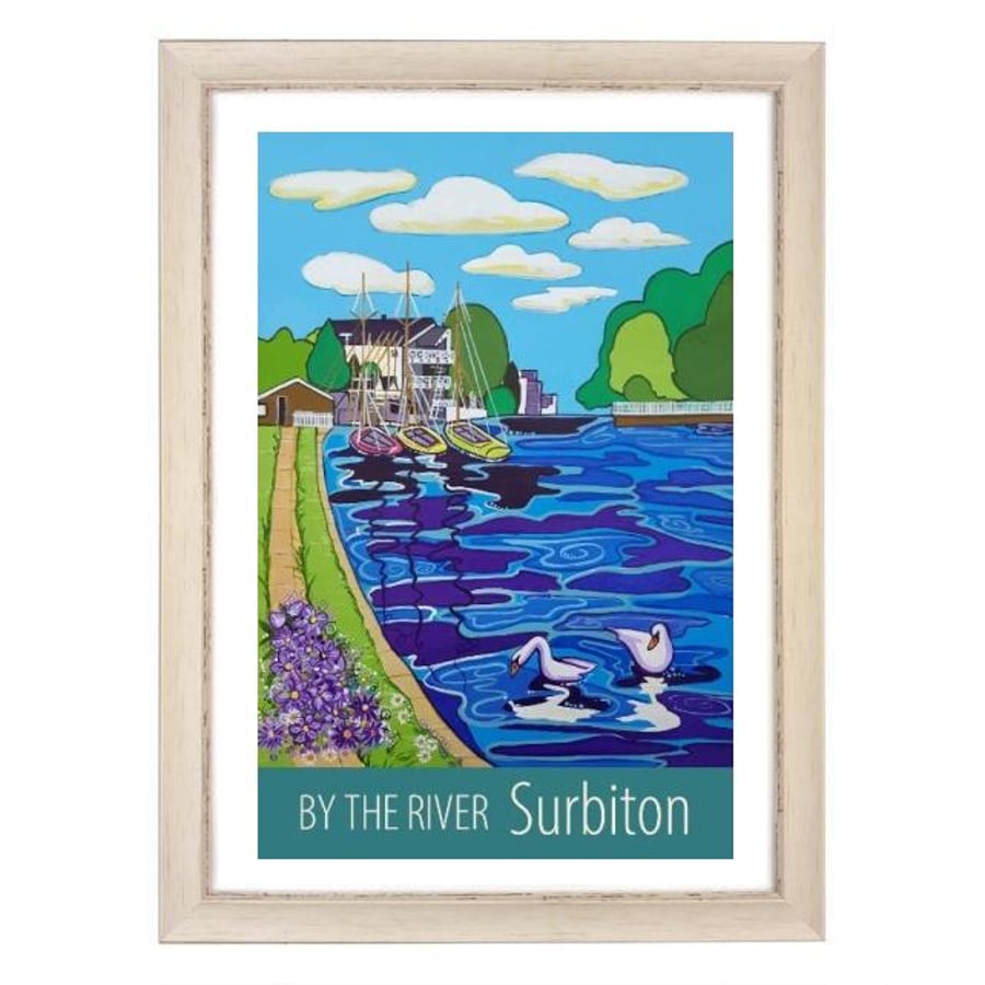 Surbiton by the river - white frame