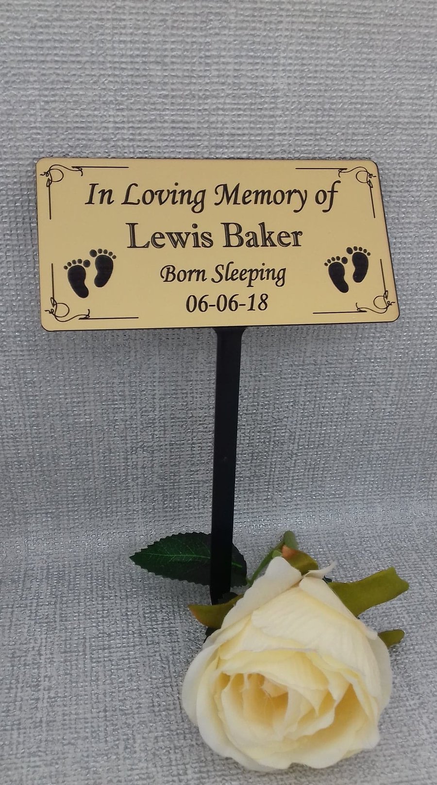 Gold Garden Memorial Plaque-Baby Memorial Plaque-Grave Plaque-Memorial Marker