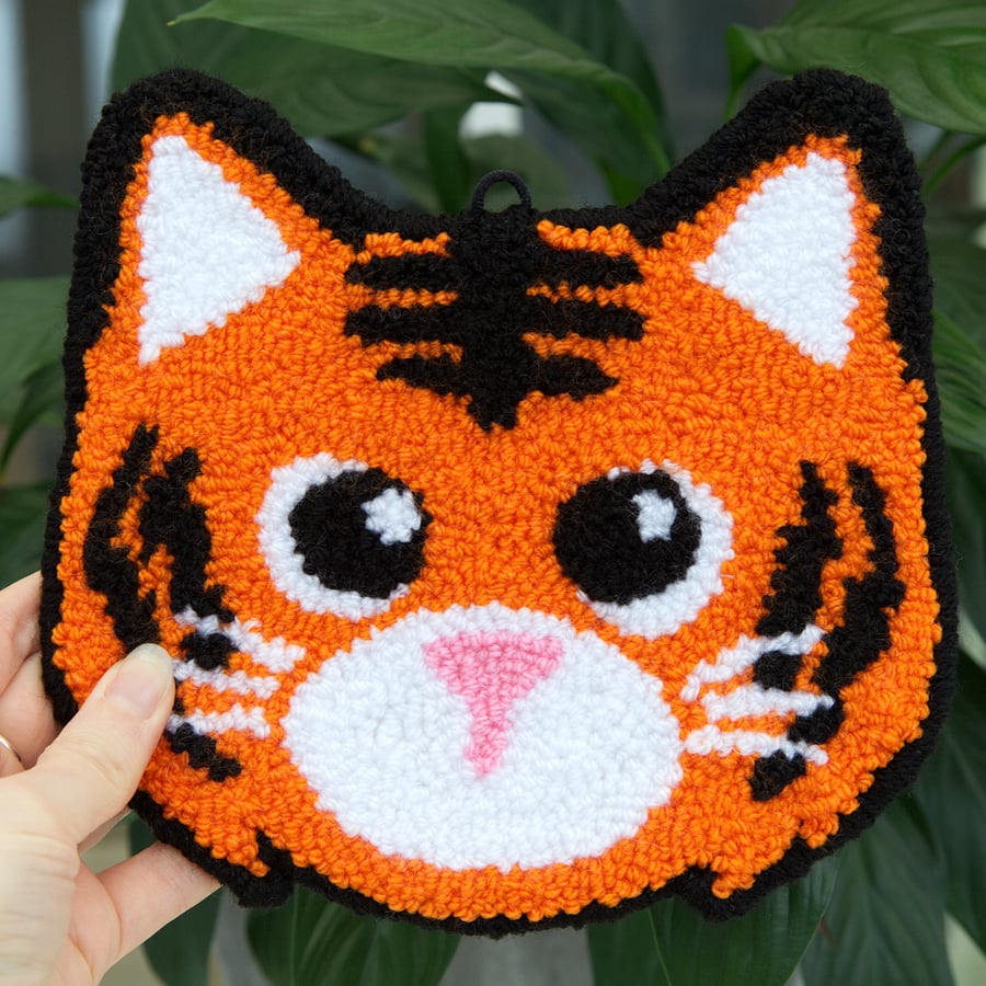 Cute Tiger Cub Tufted Punch Needle Wall Art Hanging