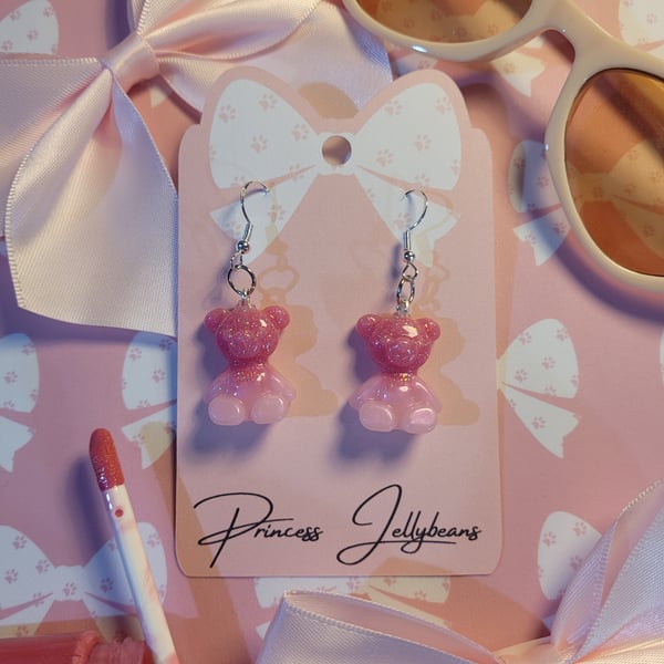 Two Tone Pink Gummy Bear Earrings